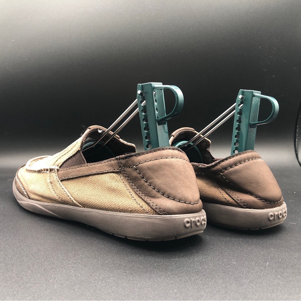 Crocs Walu Luxe Canvas Loafers Slip-On Casual Brown Shoes‎ 203473 Men's Size 7 - Picture 2 of 16